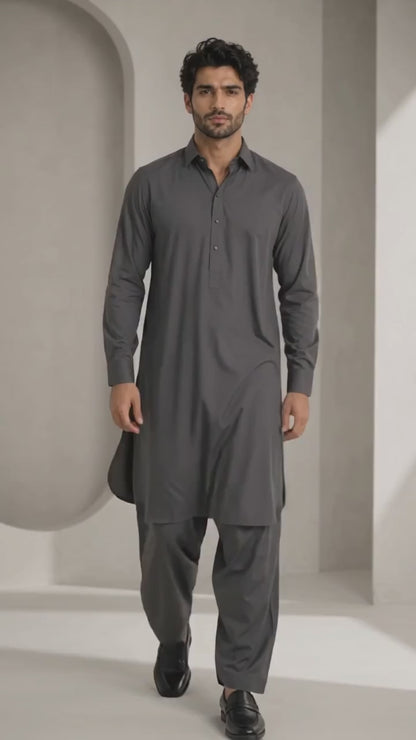 Smoke Gray Kameez Shalwar