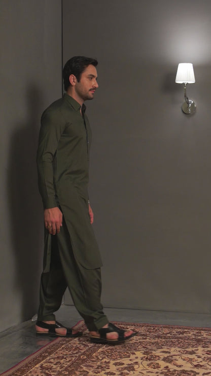 Military Green Kameez Shalwar