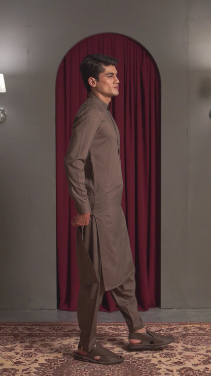 Taupe Brown Designer Kameez Shalwar