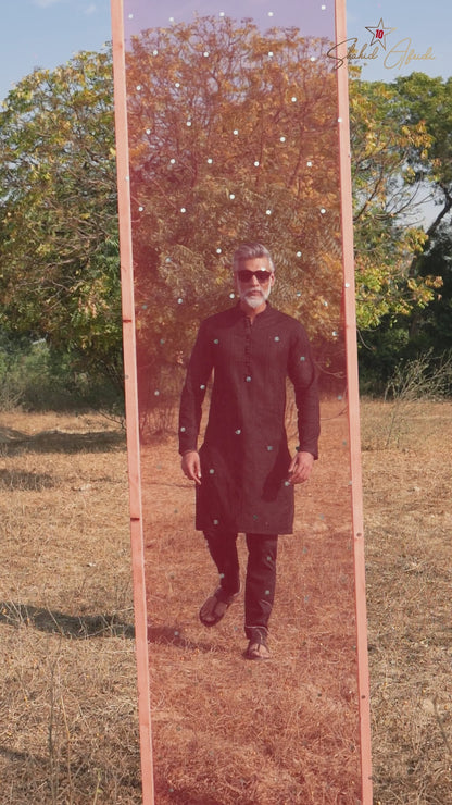 Black Schiffli Kurta Pajama
