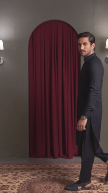 Dark Navy Dobby Designer Kameez Shalwar