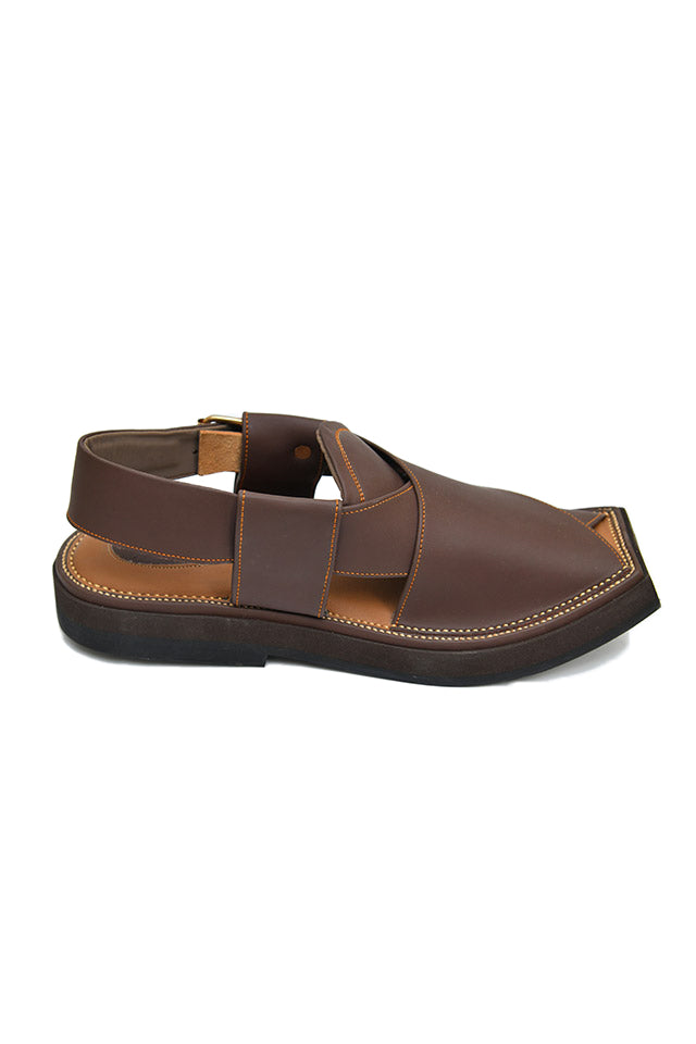 Brown Nubuck leather Kaptaan Chappals