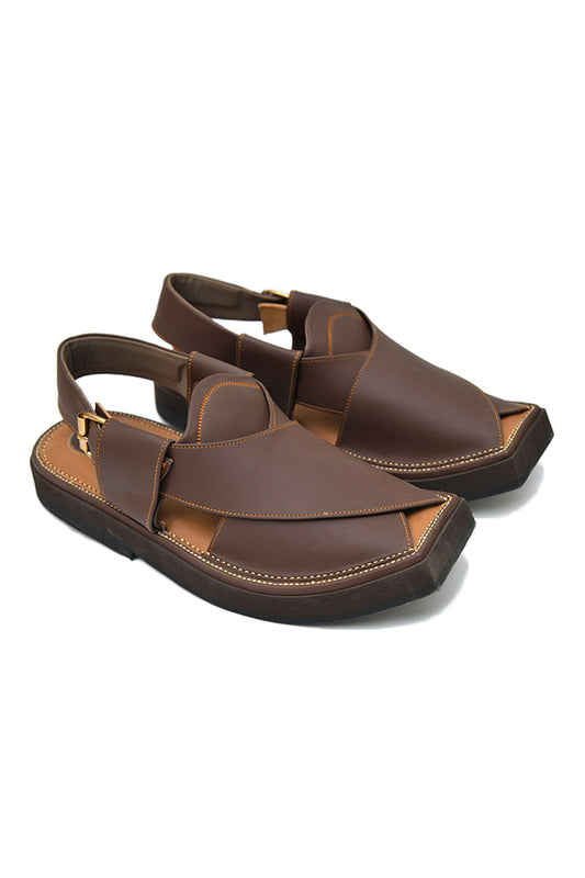 Brown Nubuck leather Kaptaan Chappals