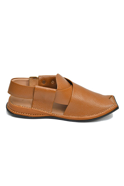 Camel Brown Textured Peshawari Chappals