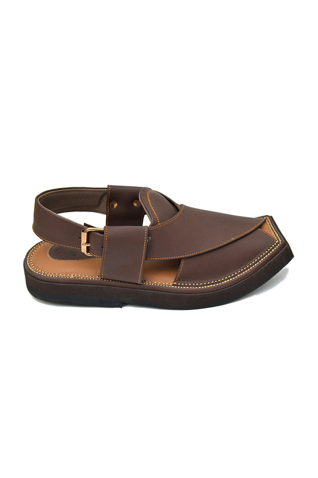 Brown Nubuck leather Kaptaan Chappals