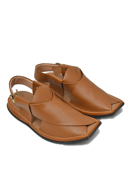 Camel Brown Textured Peshawari Chappals